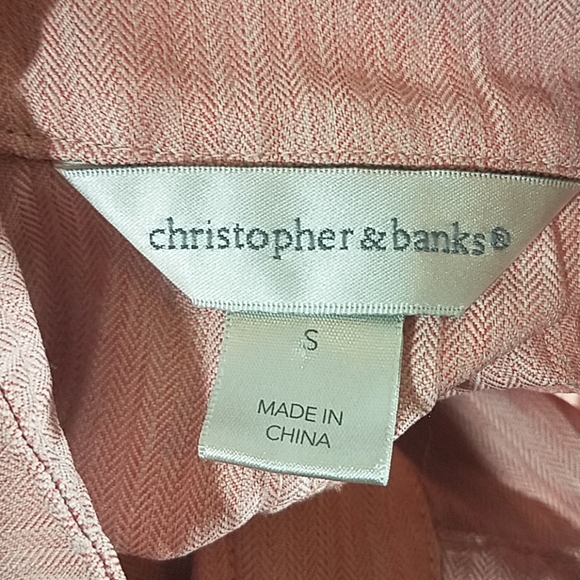 Christopher & Banks Red Wash Button Front Tie Waist Vest - Picture 8 of 8
